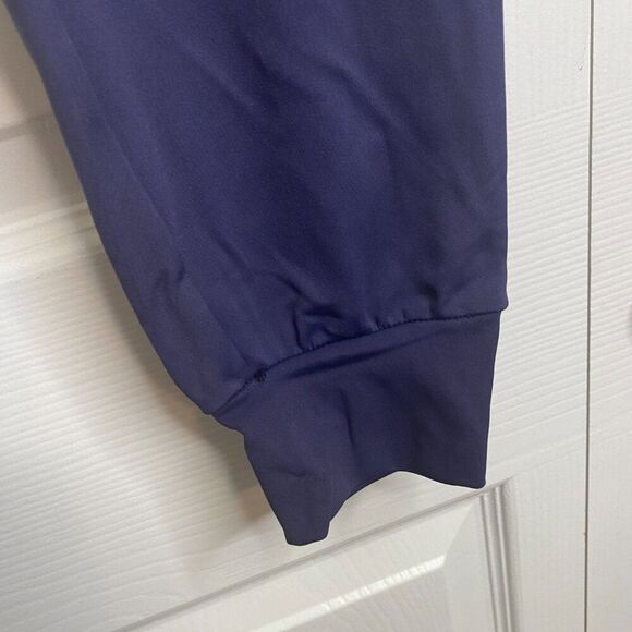 Women's High Waisted Wide Waistband Joggers. Navy. Stretchy. - Picture 7 of 10